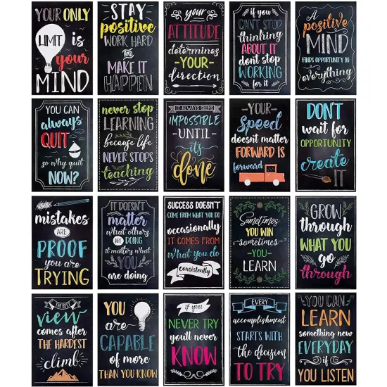 20 Pack Motivational Posters with Positive Quotes for Middle and High School Classrooms, Bulletin Boards, and Gifts, Inspirational Growth Mindset Posters (13 x 19 In) {1}