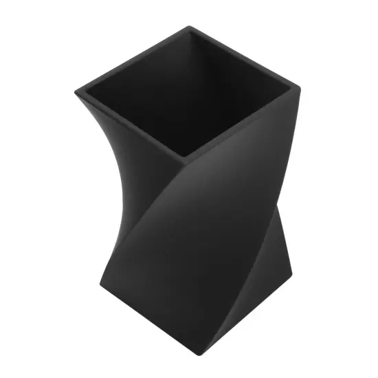 Stylish Wave Pen Holder, Soft Touch Pencil Cup Stationery Desk Organizer, Black {5}