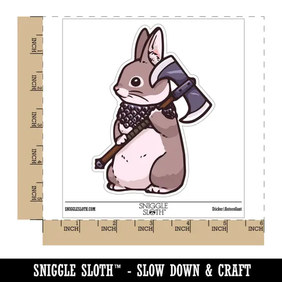 Water Bottle Sticker Set Battle Bunny Rabbit with Axe and Scale Armor Cute Waterproof Vinyl Stickers Pack Decal, Skateboard, Laptop, Car, Window, Bumper - 5 Pack {1}