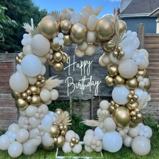 Sand White and Gold Balloon Arch Kit, White Nude Neutral Beige Metallic Gold Different Size Balloons for Boho Wedding Baby Bridal Shower Engagement Birthday Party Decorations Backdrop {2}