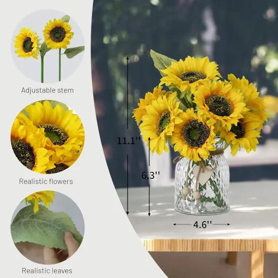 Artificial Sunflowers Flowers with Vase,Fake Flowers Bouquet for Sunflower Decor,Sunflower Kitchen Decor,Silk Flowers for Home Decor Living Room,Flower Centerpieces for Tables,Office Decor,Boho Decor {2}