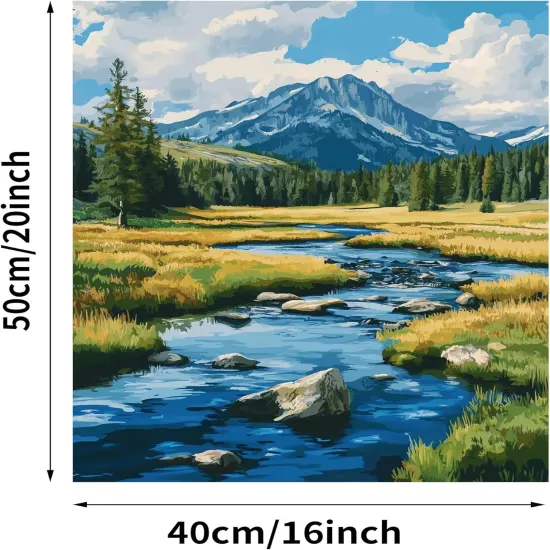 Yellowstone Paint by Numbers for Adults, Easy Paint by Numbers, National Park Paint by Number Kits, Nature Landscape Canvas Gift Home - Spring Mountain Lake Wall Decor(16x20inch) {5}