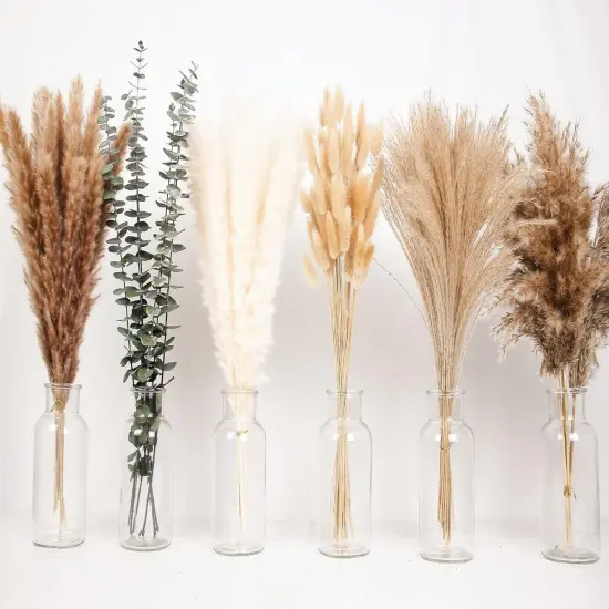 Boho Pampas Grass Decor, Naturally Dried Pompas, Bunny Tails Dried Flowers, and dried eucalyptus. Perfect for Weddings {1}