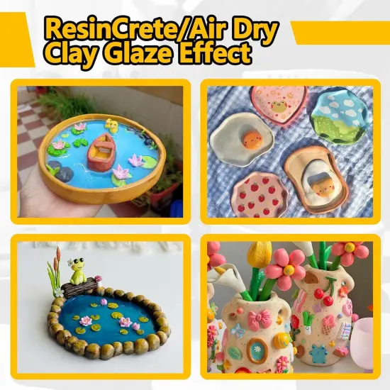 Air Dry Clay Glaze, Clay Varnish for Air Dry Clay/Polymer Clay Sealer, ResinCrete, Varnish for Pottery&Acrylic Paint, Waterproof & Stain Resistant, Design for Air Dry Clay Pottery (Clear Matte, 6OZ) {12}