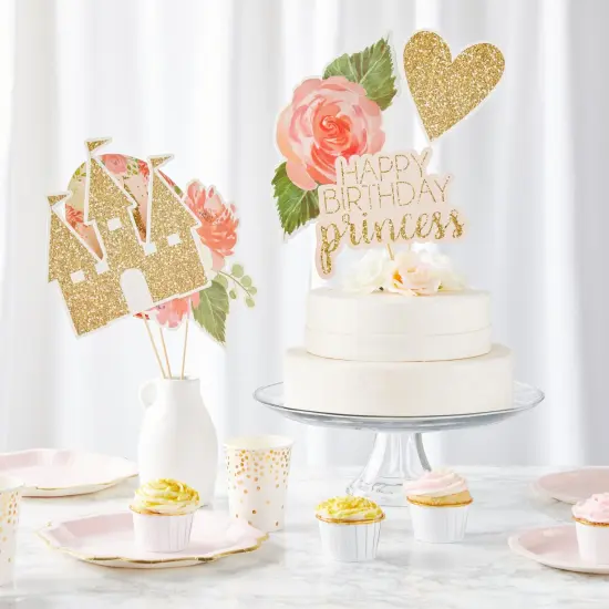 30 Pieces Princess Birthday Party Decorations, Baby Shower Table Decorations Center Sticks Table Toppers Pink {2}