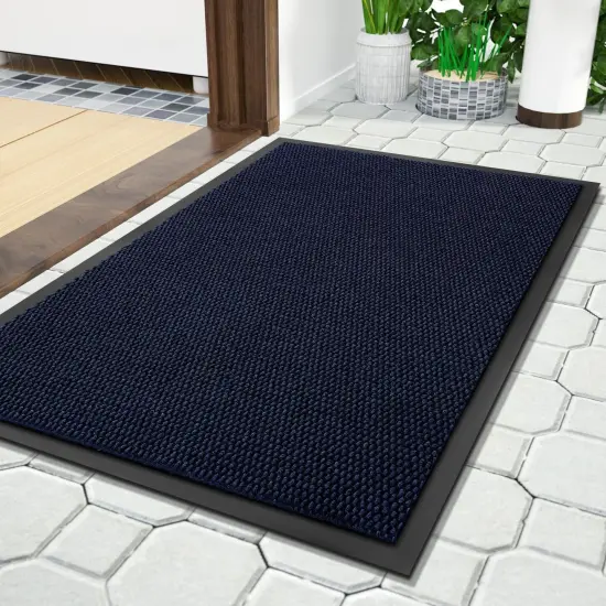 Doormat Outdoor Indoor Entrance 29.5 x 17, All-Season All-Weather Front Door Mat, 100% Waterproof Welcome Matt for Floor Garage Outside Entry, Stain and Fade Resistant,Navy Blue {1}