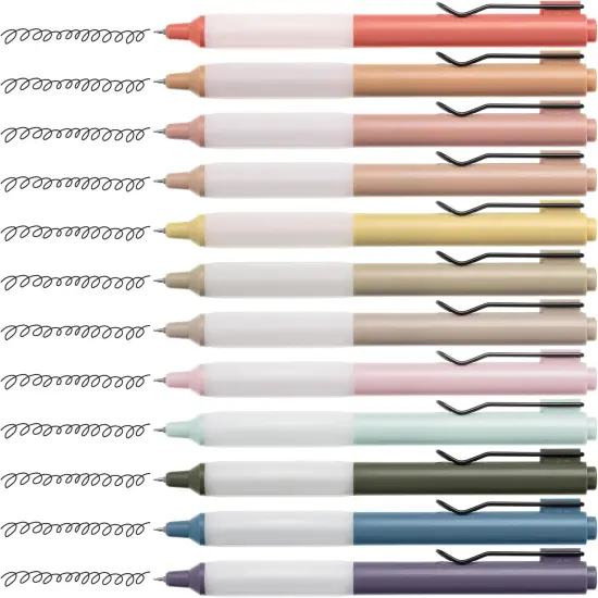 Retractable Gel Pens, 12 Pack, Black Ink Gel Pens, Vintage Barrels, Fast Dry, Gel Pens Fine Point 0.5mm, Retractable Pens, Cute Pens, Gel Ink Pens, Aesthetic Pens for Journaling Fine Tip Pens {4}
