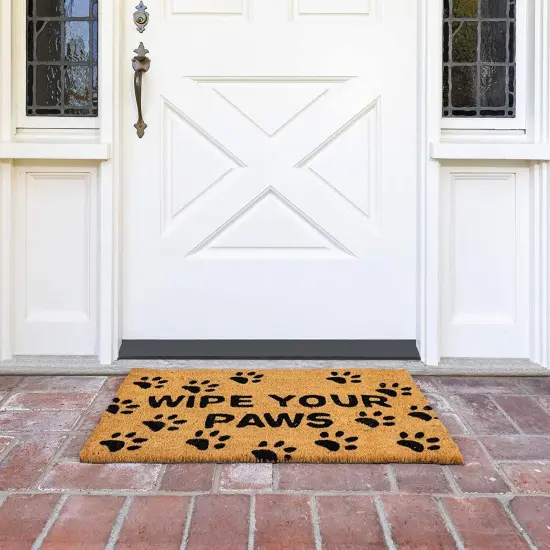 Nonslip Coco Coir Mat for Outdoor Entrance, Wipe Your Paws Doormat for Front Door Entry, Dog Lovers (17 x 30 In) Brown {3}