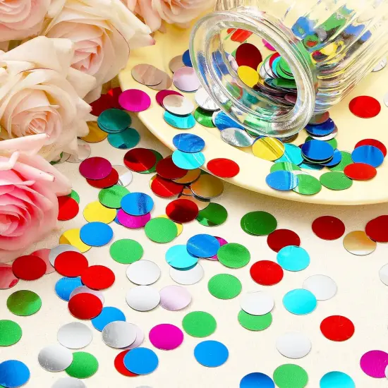Multicolor Foil Confetti, Glitter Round Confetti Rainbow Circle Dots Birthday Table Scatter Sequin Sprinkles for Party Wedding Bachelorette Baby Shower Festival Supplies {3}