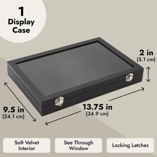 Black Velvet Jewelry Display Tray Organizer Case, Rock Collection Box for Gemstones, Crystals, Pendants (Blank Box, 13.75 x 9.5 x 2 In) {4}