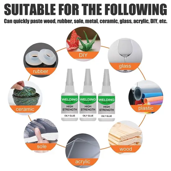 150ml Wood & Parquet Adhesive, Welding High-Strength Oily Glue, Universal Super Glue Gel, Instant Bonding, Strong Adhesion, Repairs Last Long Time for Metal, Wood, Ceramics,Leather, Glass(50g/3PCS) {4}