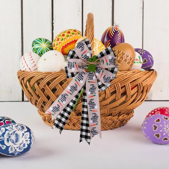 Large Easter Bow for Wreath,Black Pink Easter Tree Topper,Easter Bows for Wreaths,Outdoor Easter Wreath,Easter Bunny Tree Topper {3}