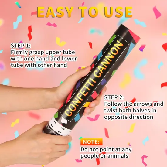6 Pack 12 Inch Confetti Cannon Multicolor Confetti Popper Party Shooter for Wedding Birthday Graduation Celebration, These Pack of 6 Confetti cannon with Biodegradable Paper Launches 16 ft {3}
