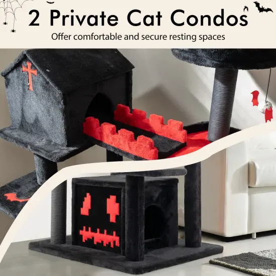 6-Tier Gothic Cat Tree Tower Activity Center with Church-Shaped Condo and Coffin-Shaped Bed {6}
