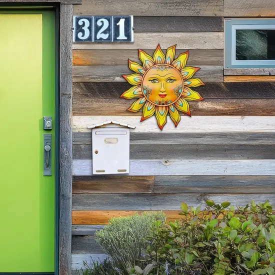 Summer Metal Sun Flower Wall Decor,13inches Sun Wall Art Hanging Decoration for Indoor and Outdoor, Garden Farmhouse Yard Patio Fence Living Room Bedroom Decor {2}