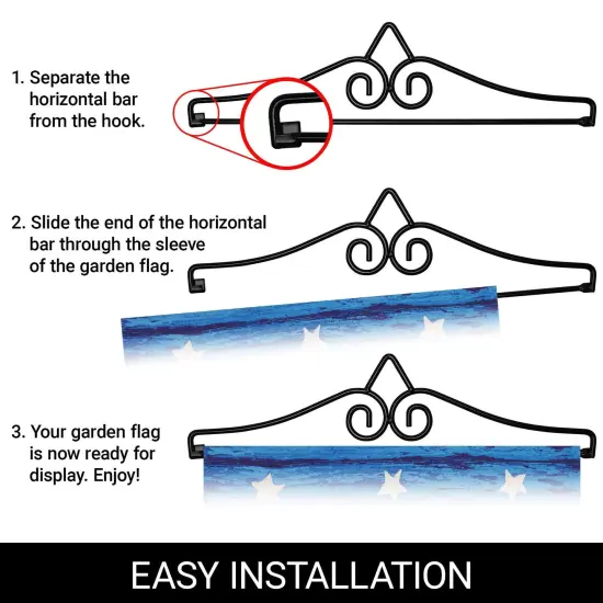 G128 Combo Pack Garden Flag Hanger 14IN & Garden Flag Rustic Mason Jar Patriotic Flowers Printed 12x18IN Double Sided Yard Garden Lawn Decoration {3}