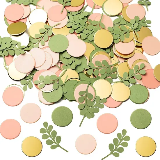 300Pcs Sage Olive Green Peach Blush Round Scatter Confetti Dots Greenery Eucalyptus Paper Confetti Table Decoration Bridal Wedding Confetti Baby Shower Birthday Summer Holiday Party Supplies {1}