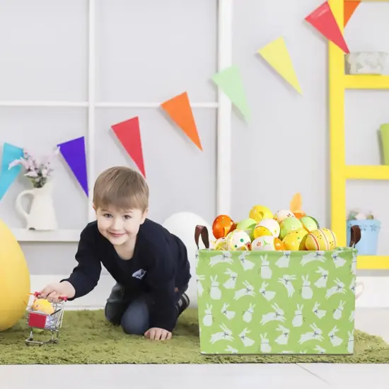 Rectangular Green Bunny Basket Empty,Rabbit Storage Basket for Kids,Waterproof Storage Basket with Handles {4}