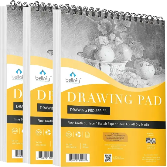 Drawing Paper Pads 9&rdquo; x 12&rdquo; | 300 Sheets | 60lbs 85g | Acid Free Sketchbook Paper for Dry Media | Top Spiral Bound Sketchpad for Kids, Beginners, Artists & Professionals {1}