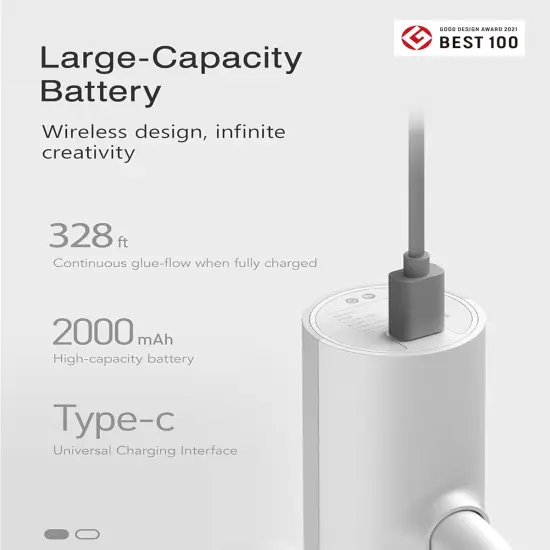 Cordless Hot Glue Gun, Minimalist Style, 30S Heating Fast, Smart-Power-off, Compact Size, USB-C Rechargeable, Intelligent Temperature Control, 10 Glue Sticks for Crafts, DIY Arts, Home Repairs {2}