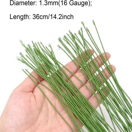 50PCS 16 Gauge 14.2inch Floral Stem Dark Green Paper Wrapped Wire (16 Gauge) {4}
