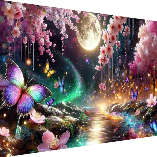 Large Diamond Art Kit for Adults, Landscape Diamond Painting Kit Large Size 5D Full Drill Round Big Diamond Painting Gem Art for Home Wall Decor Gift 27.5 X 15.7inch {1}