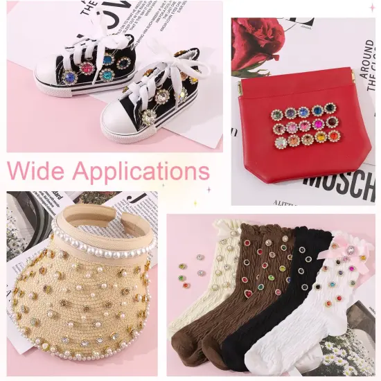 150 PCS 25 Mixed Colors Sew on Rhinestones, Crystal Glass with Metal Base Flower Shape Claw Flatback Rhinestones for Crafting, Bedazzling Rhinestones for Clothes Shoes Hats Bags & Sewing Accessories {4}