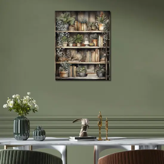 DIY Paint by Numbers, Many Plants Adults' Paint-by-Number Kits on Canvas, Book Shelves Paint by Numbers Kit {4}