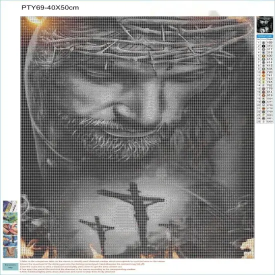 5D DIY Diamond Art Painting Kit, Jesus Cross 16X20 inches Round Full Drill Crystal Rhinestone Embroidery Cross Stitch Arts Craft for Home Wall Decor {2}