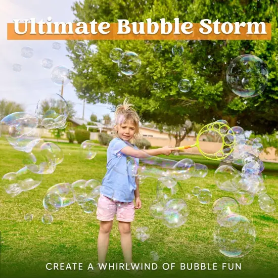 Big Bubble Wands Set Bulk for Kids Summer Outdoor Activity Party Favors, 18 Pcs Giant Bubble Maker with Tray, 12" Large, 6 Pcs Solution Suitable for All Age People {2}