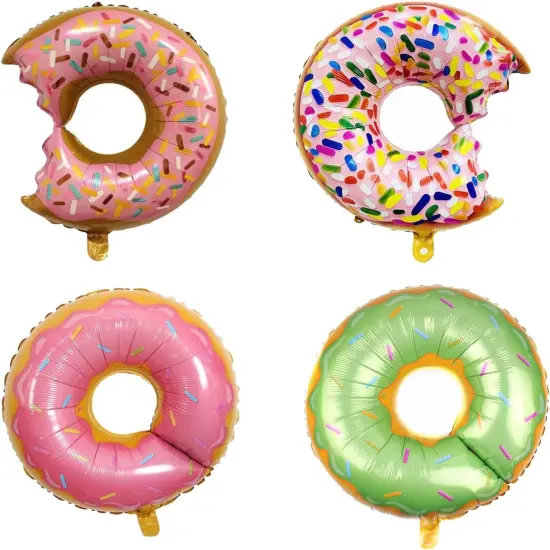4PCS Donut Foil Balloons Kit Large Multicolor Sprinkle Aluminum Film Balloons for Baby Shower Donut Themed Party Birthday Decoration {1}