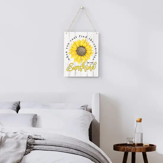 Rustic Be the Sunshine Wood Hanging Sign, Farmhouse Summer Sunshine Artwork Decor, Sunflowers Wooden Plaque Sign Wall Art Decor Signs Summer Home Office Decoration 8x10 Inches {3}
