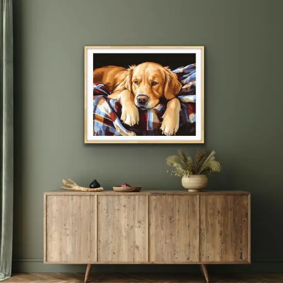 Paint by Numbers Kit for Adults - Dog on The Blanket Painting by Number on Canvas Without Frame, DIY Acrylic Art Crafts for Ideal Gift Home Wall Decor {3}