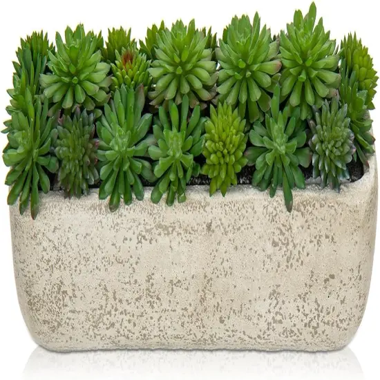 Fake Plants Succulents in Cement Pot Faux Plants Indoor Artificial Succulent Arrangement for Home Office Farmhouse Desk Decoration {5}