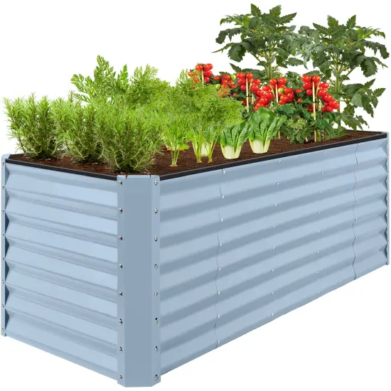 Best Choice Products 8x2x2ft Raised Metal Outdoor Garden Bed, Planter Box for Flowers, Vegetables, Herbs Mist Blue {1}