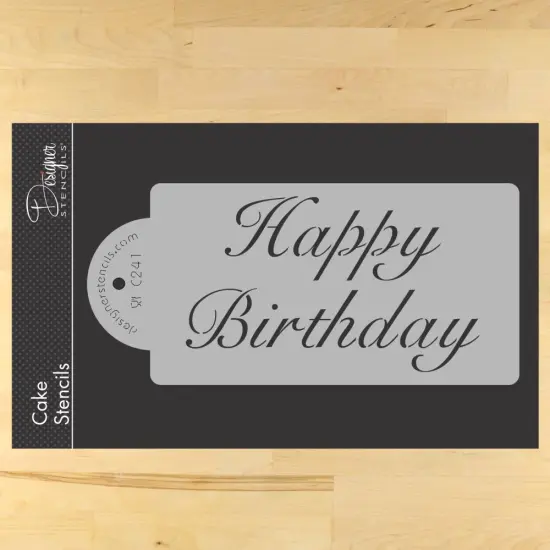 Fancy Happy Birthday Cake Stencil | C241 by Designer Stencils | Stencils for Royal Icing, Airbrush, Dusting Powder | {1}