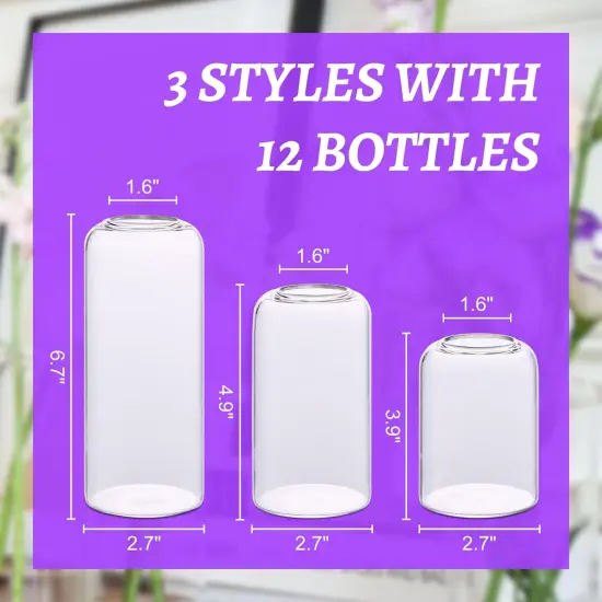 Bud Vases in Bulk Set of 12, Glass Small Vases for Flowers, Modern Cylinder Flower Vases for Wedding Centerpiece, Living Room Decorative, Home Decor {2}