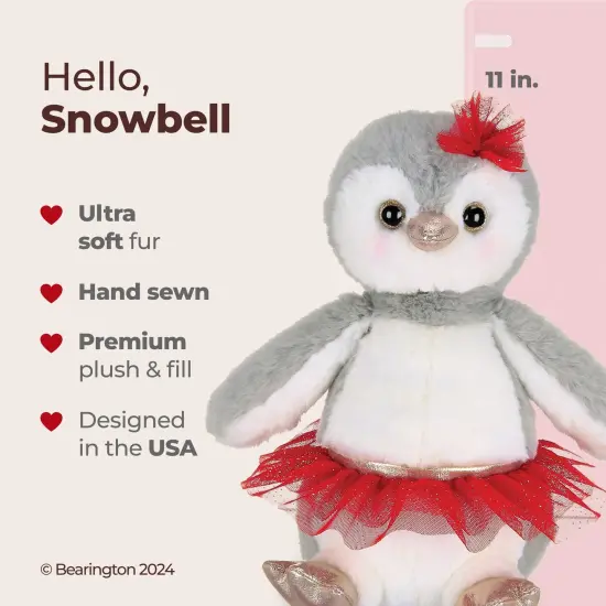 Bearington Snowbell The Ballerina Stuffed Penguin, 11 Inch Penguin Christmas Plushies, Ideal Holiday Stuffed Animal Gift for Toddlers, Kids & Teens Red {2}