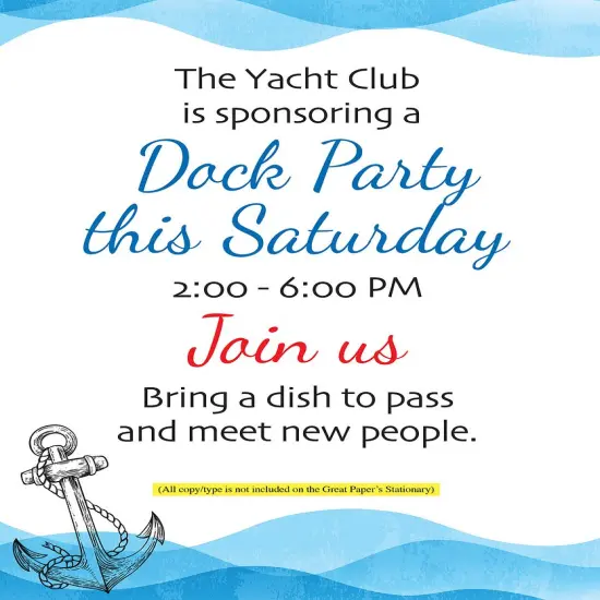 Great Papers! Nautical Anchor Letterhead, for Invitations, Announcements and Personal Messages, Printer Friendly 8.5&rdquo;x11&rdquo;, 50 Pack {4}