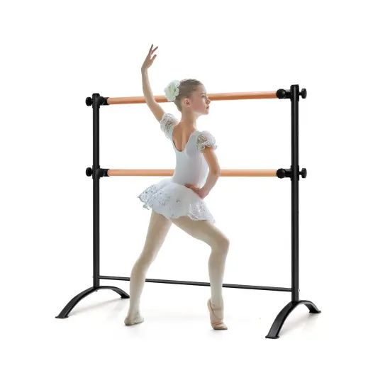 4 Foot Portable Freestanding Double Ballet Barre with 4 Level Adjustable Height Pink {8}