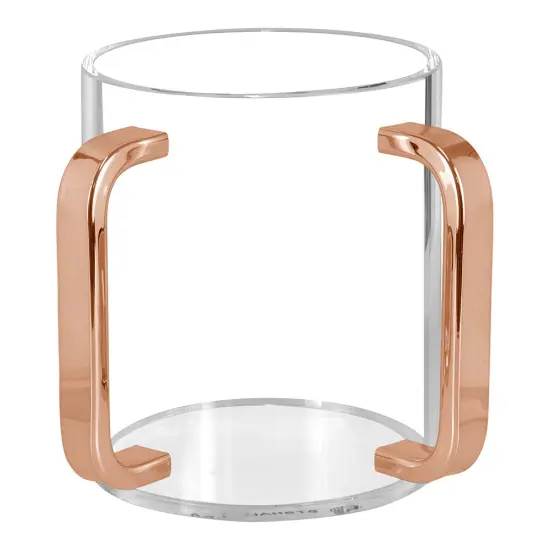 Lucite Wash Cup with Mirrored Rose Gold Handles {1}