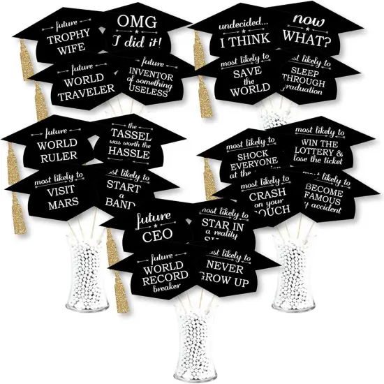 Hilarious Graduation Caps - Gold - Graduation Photo Booth Prop Kit - 20 Count {1}