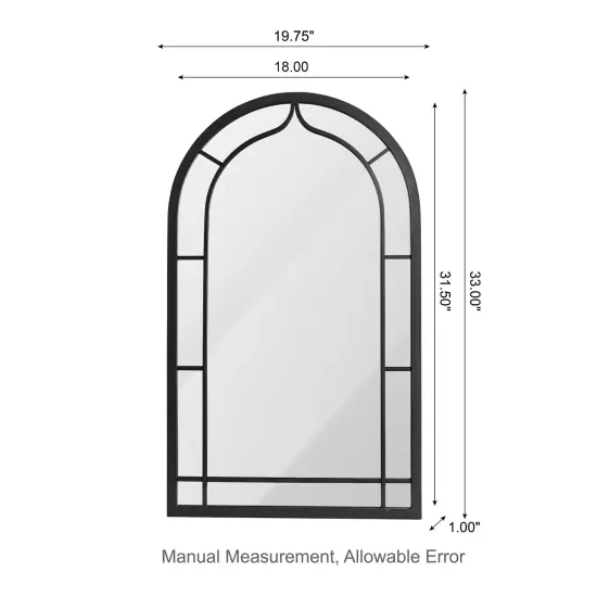 Set of 2 33"H Modern Arched Black Metal Decorative Wall Mirror Bathroom Living Room {5}