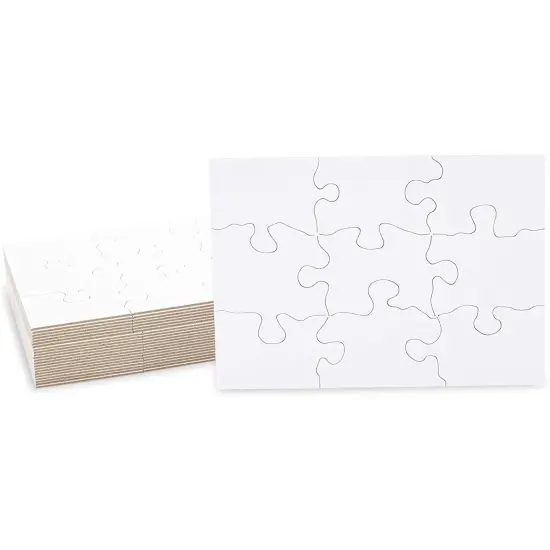 Bright Creations 24 Sheets Blank Puzzles to Draw On Bulk, 5.5 x 4 Inch Jigsaw Puzzle Pieces for DIY, Arts and Crafts Projects for Kids and Teens Ages 3-14 {1}
