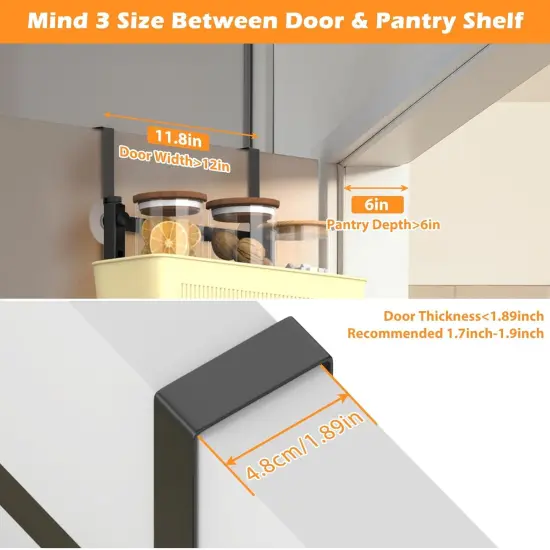 8-Tier Over The Door Pantry Organizer with Adjustable Baskets - Black Hanging Spice Rack, Door-Mounted Storage for Kitchen, Bathroom, Laundry Room - No Drilling {3}