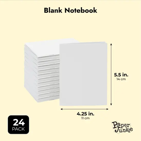 24 Pack Blank Books for Kids to Write Stories, A6 White Mini Notebook Bulk, 4.3x5.5 in Unlined Travel Journals Scrapbooks for Students Sketching, Drawing and Notetaking {5}