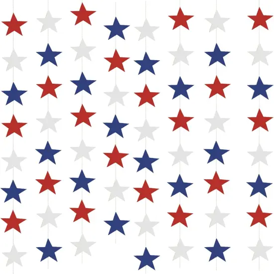 Red White & Blue Decorations, 78ft Patriotic Star Garland, 6 Strings Star Streamers Banner Hanging Decoration for 4th of July, Labor Day, Patriot Day, Memorial Day, Party Decor {1}