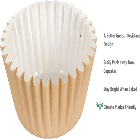 Heavy Duty Standard Natural Cupcake Liners 150 Counts - Grease-Resistant Paper Muffin Baking Cups, Odorless, No Muffin Pan Needed, Easily Peels (Natural) {3}