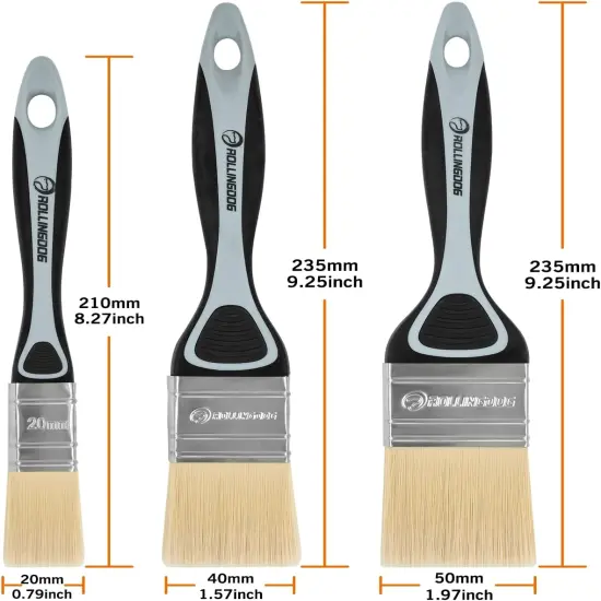 Paint Brush Set - Soft Paint Brush for Walls,Smooth Surfaces,Furniture,DIY Detail Painting (3 PC Pack, 20mm, 40mm, 50mm) {5}