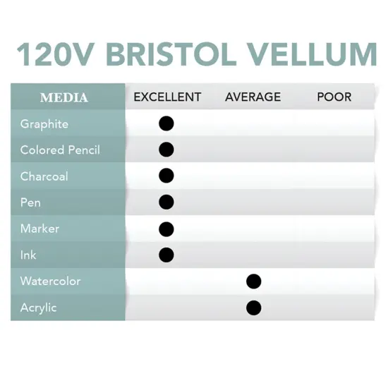 Borden & Riley #120V Bristol Vellum Pad, 270 GSM/157 lb., 20 White Sheets, 1 Pad Each {4}